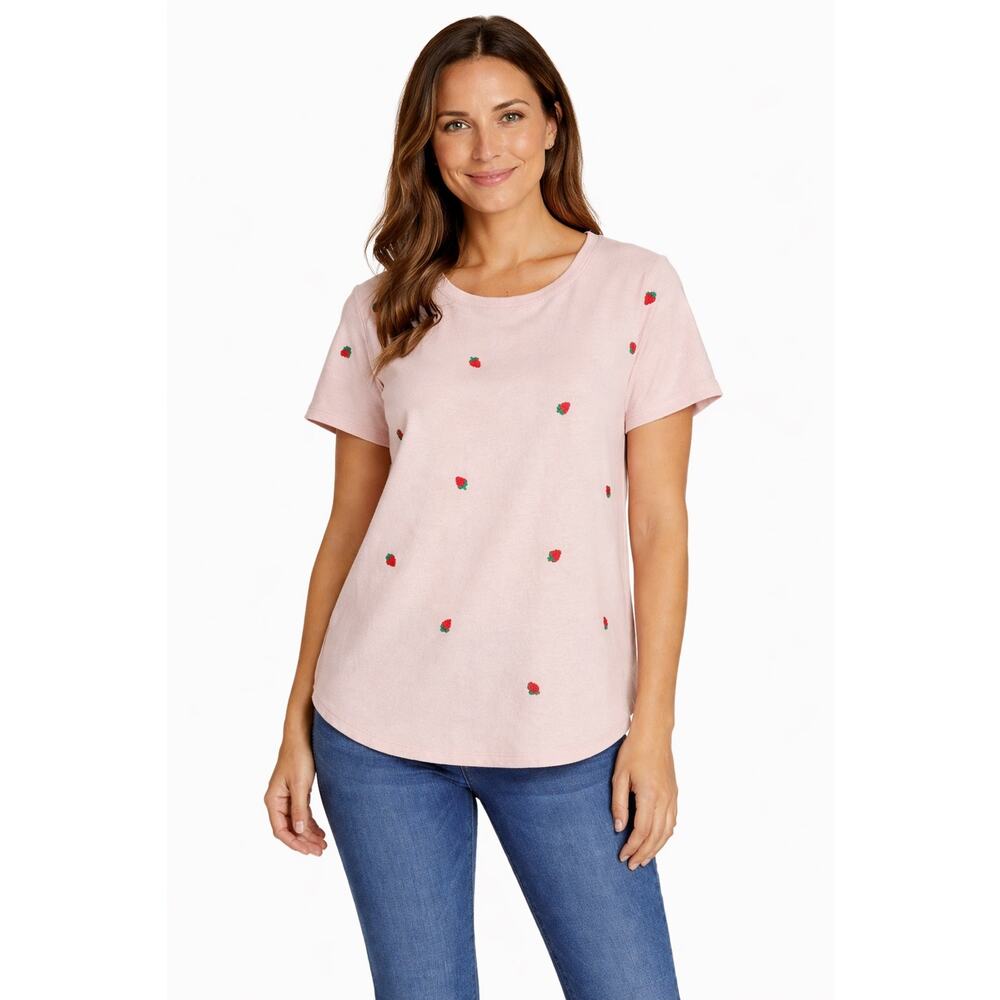 Vintage America Strawberry Tee Women XL Pink Relaxed NWT